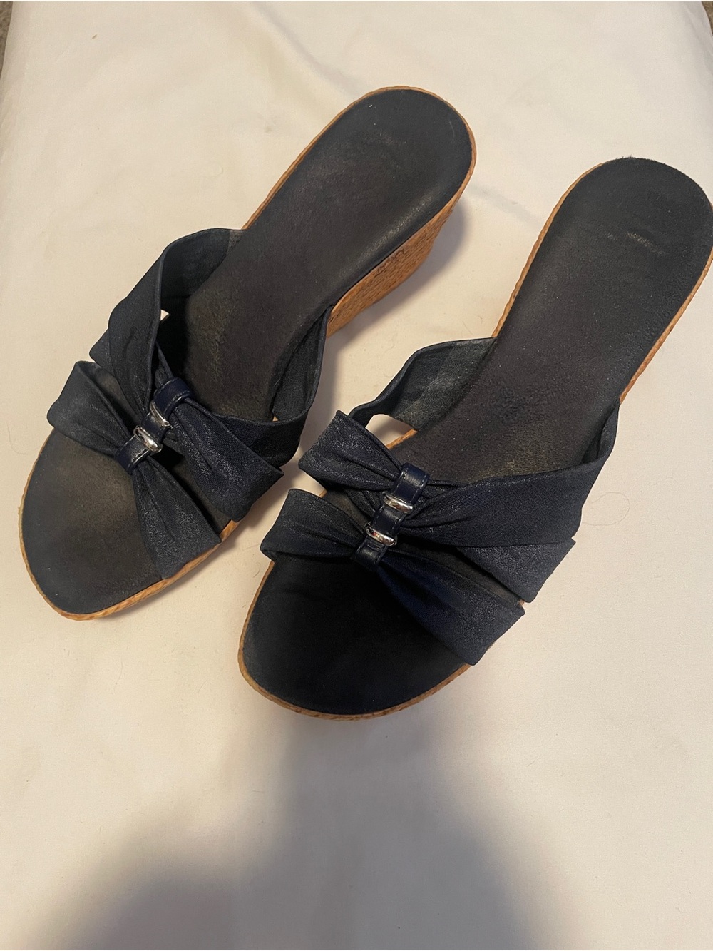 Women’s Navy Knot Wedge Sandals